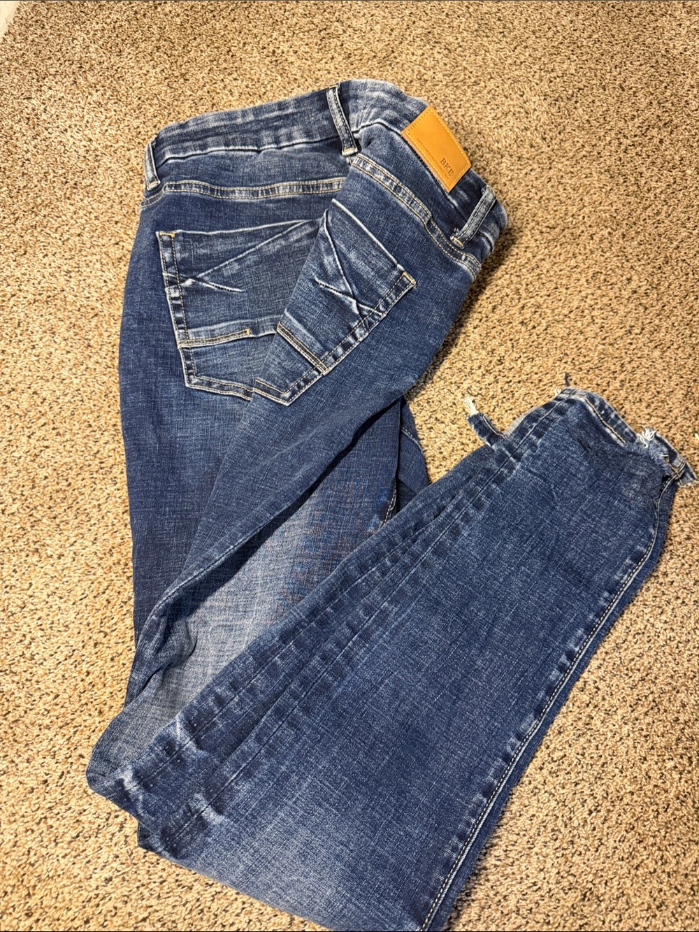 BKE Payton Women's Blue Skinny Jeans with Back Pocket Detail